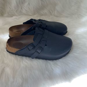 Birkenstock Birki Navy blue leather Mules side buckles Size EUR 37